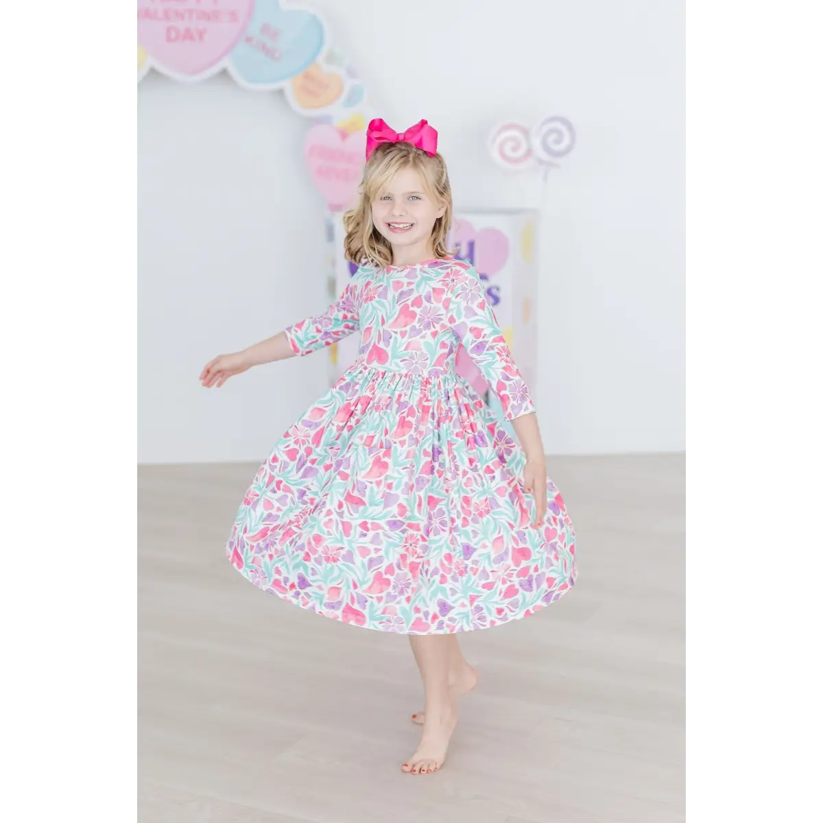 Pocket Twirl Dress - Watercolor Hearts - Mila & Rose ®