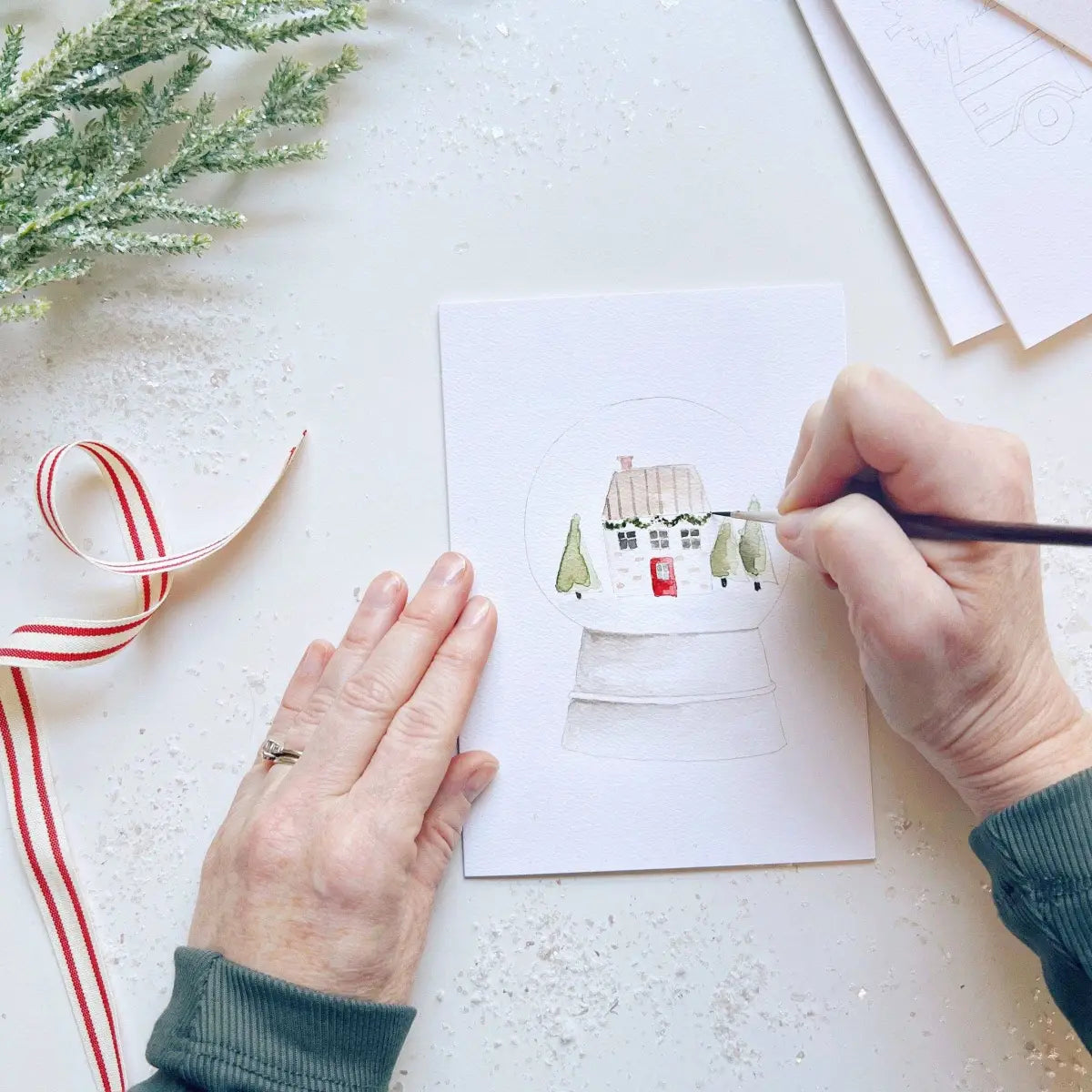Watercolor Notecard Set - Christmas Cheer - Paintable - emily lex studio