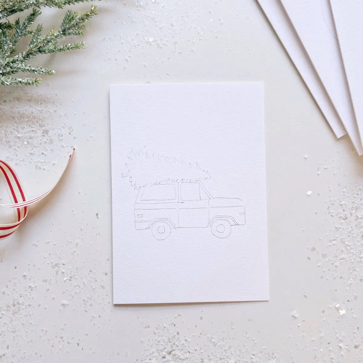 Watercolor Notecard Set - Christmas Cheer - Paintable - emily lex studio