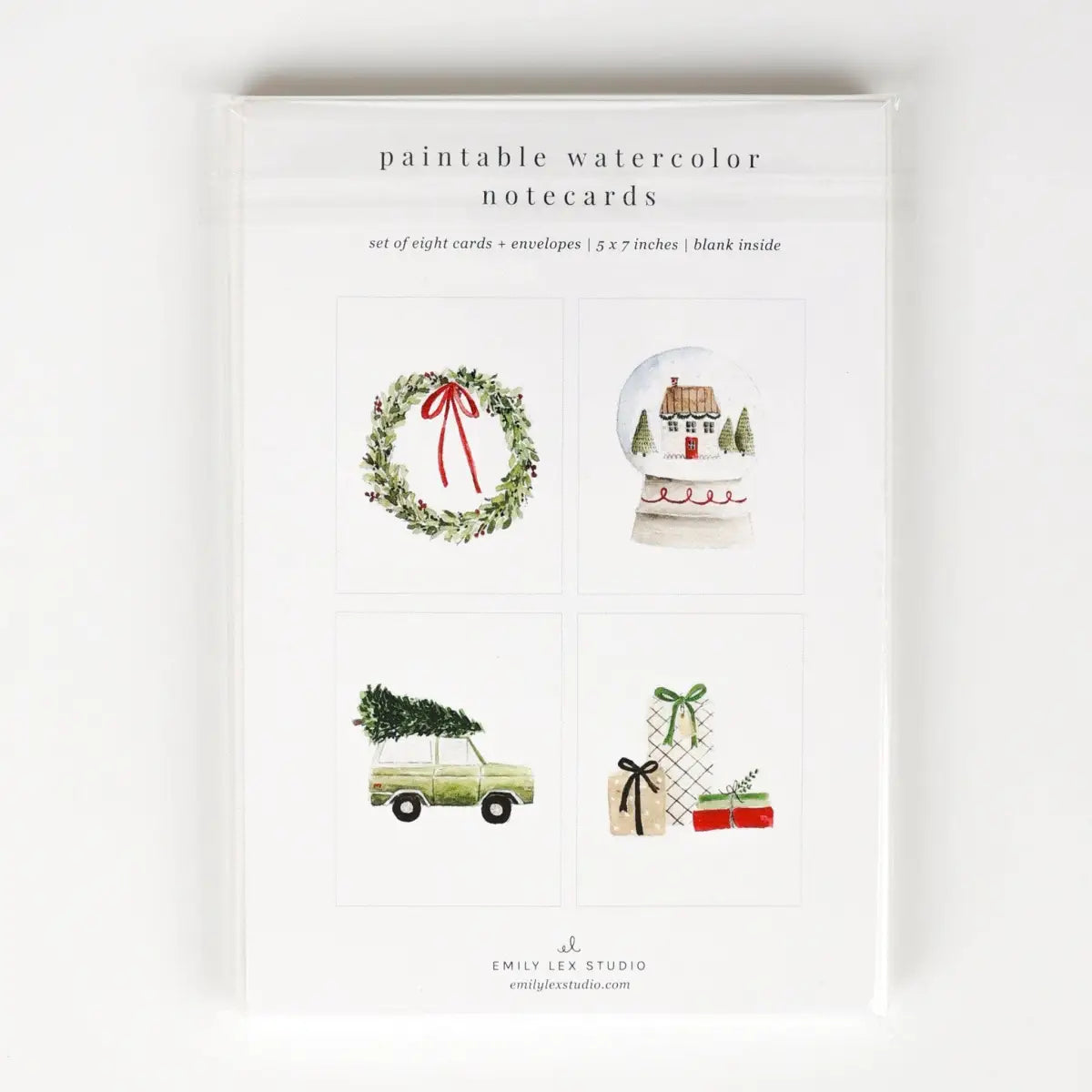 Watercolor Notecard Set - Christmas Cheer - Paintable - emily lex studio