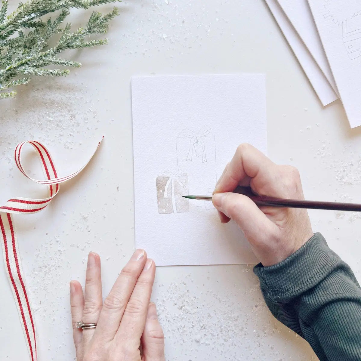 Watercolor Notecard Set - Christmas Cheer - Paintable - emily lex studio