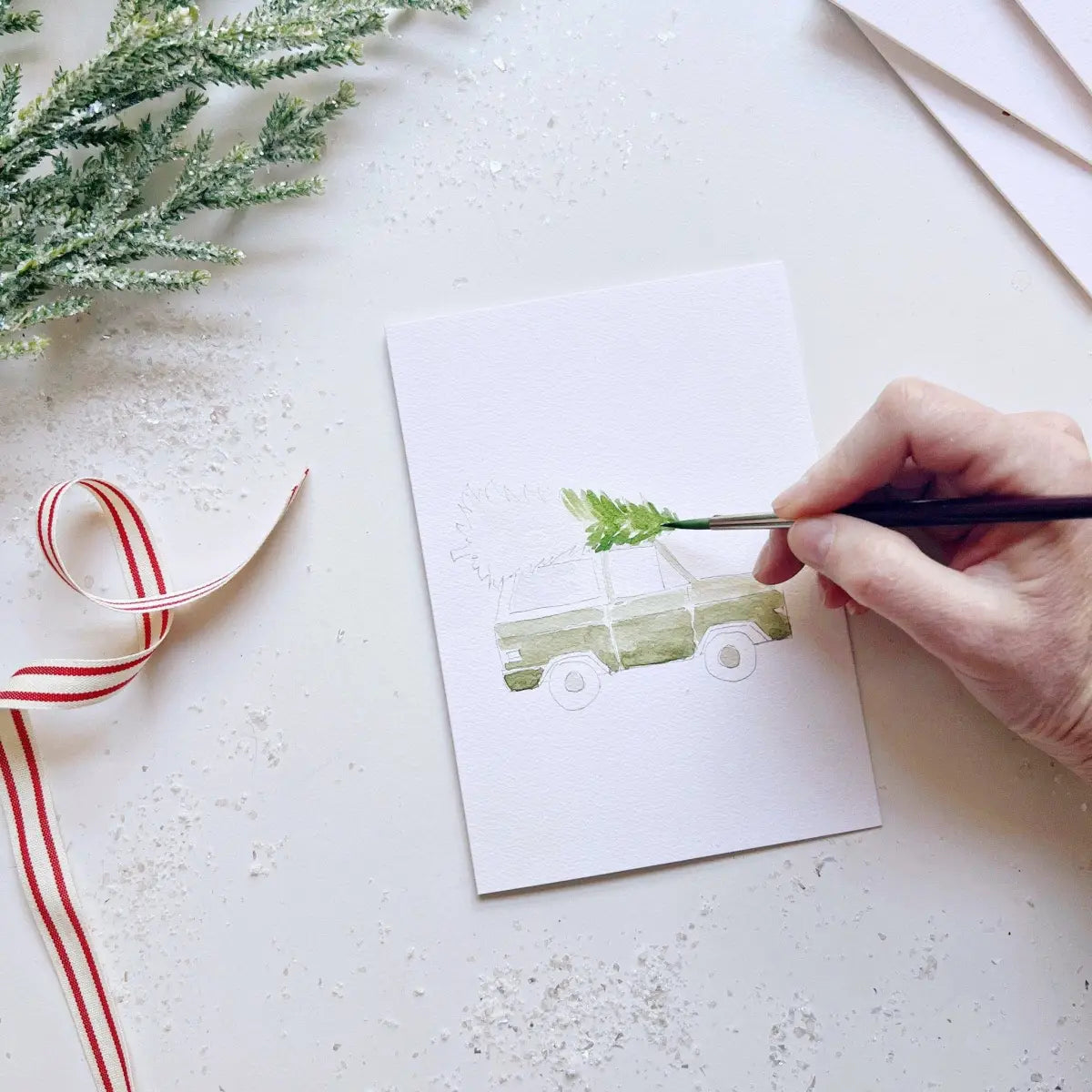 Watercolor Notecard Set - Christmas Cheer - Paintable - emily lex studio