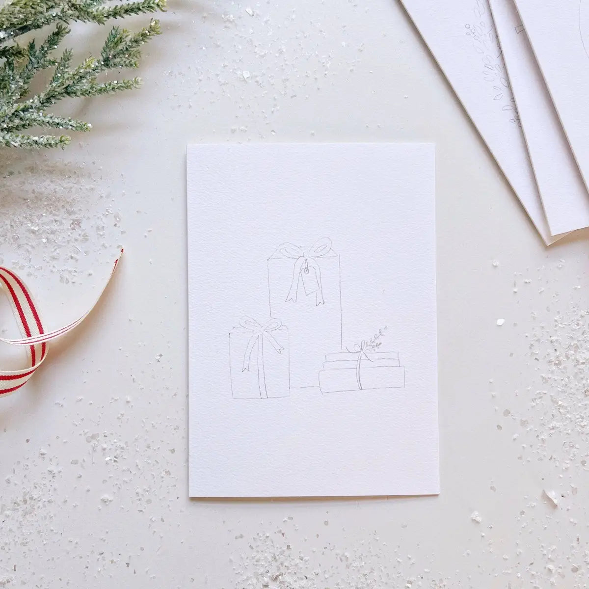 Watercolor Notecard Set - Christmas Cheer - Paintable - emily lex studio