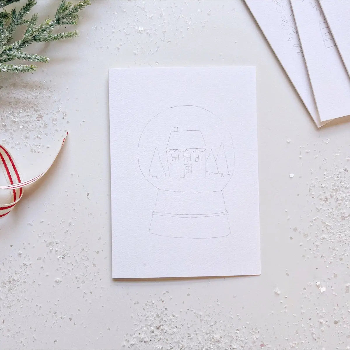 Watercolor Notecard Set - Christmas Cheer - Paintable - emily lex studio