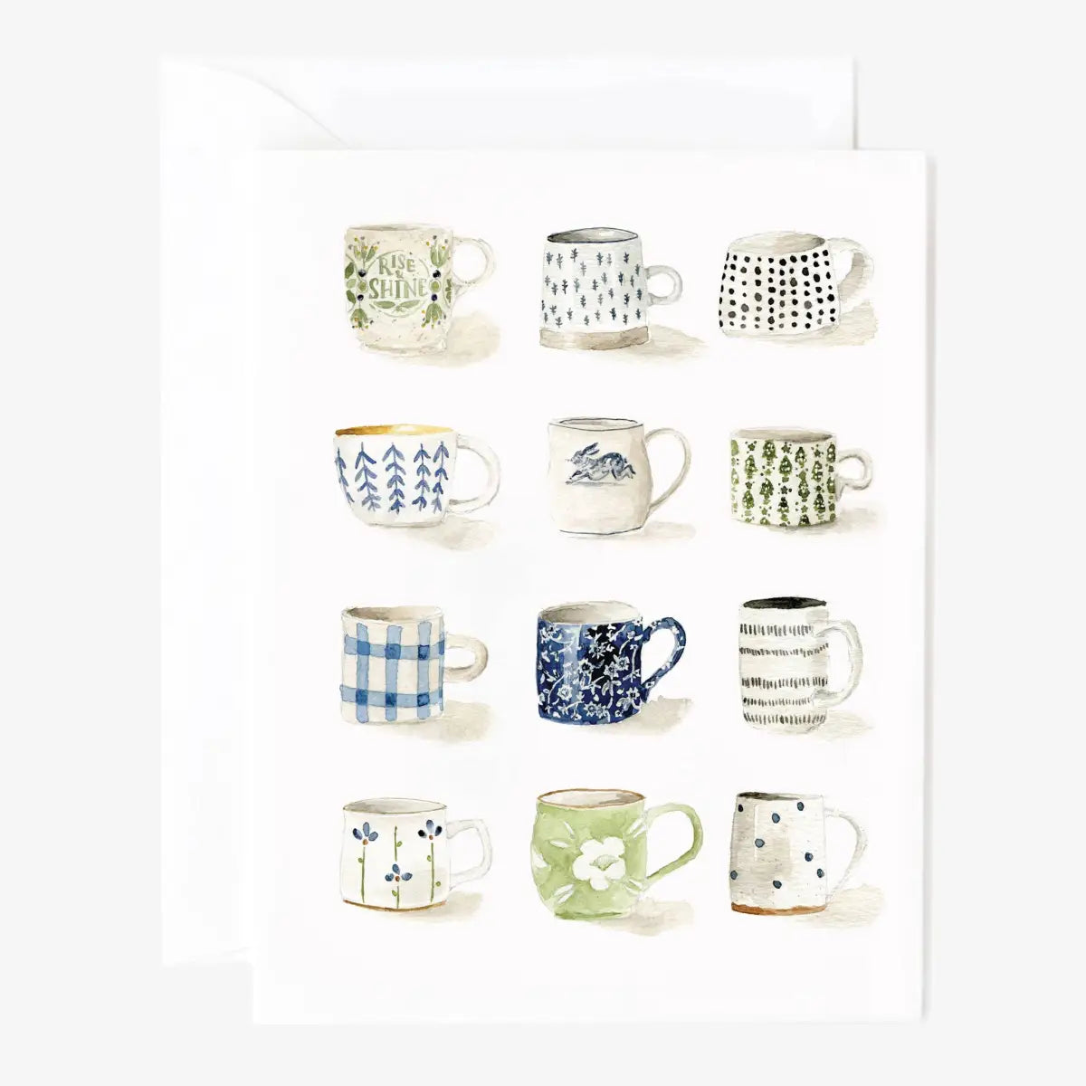 Watercolor Notecards - Mugs set of 8 - emily lex studio