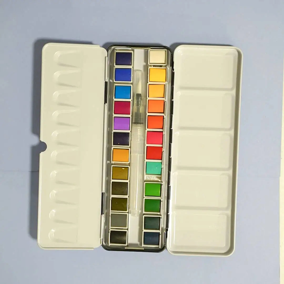 Watercolor Paint Palette - 24 Color Tin with Brush - Bailey Rae Studio
