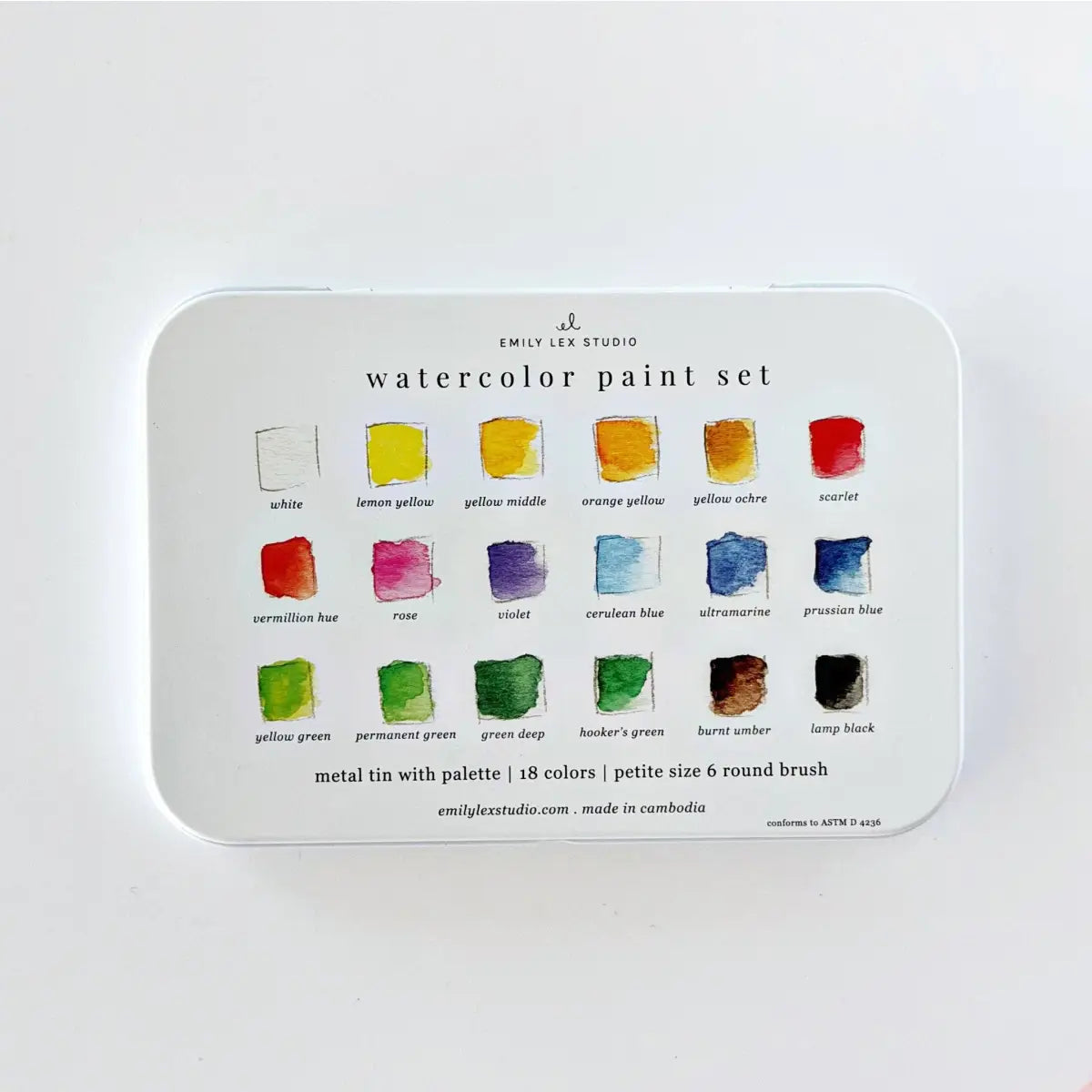 Watercolor Paint Set - 18 Colors with Brush - emily lex studio