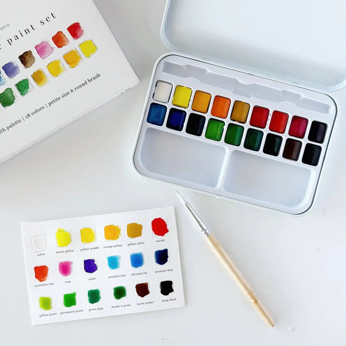 Watercolor Paint Set - 18 Colors with Brush - emily lex studio