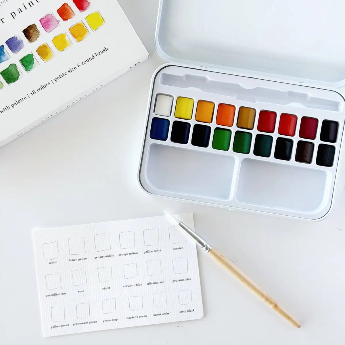 Watercolor Paint Set - 18 Colors with Brush - emily lex studio