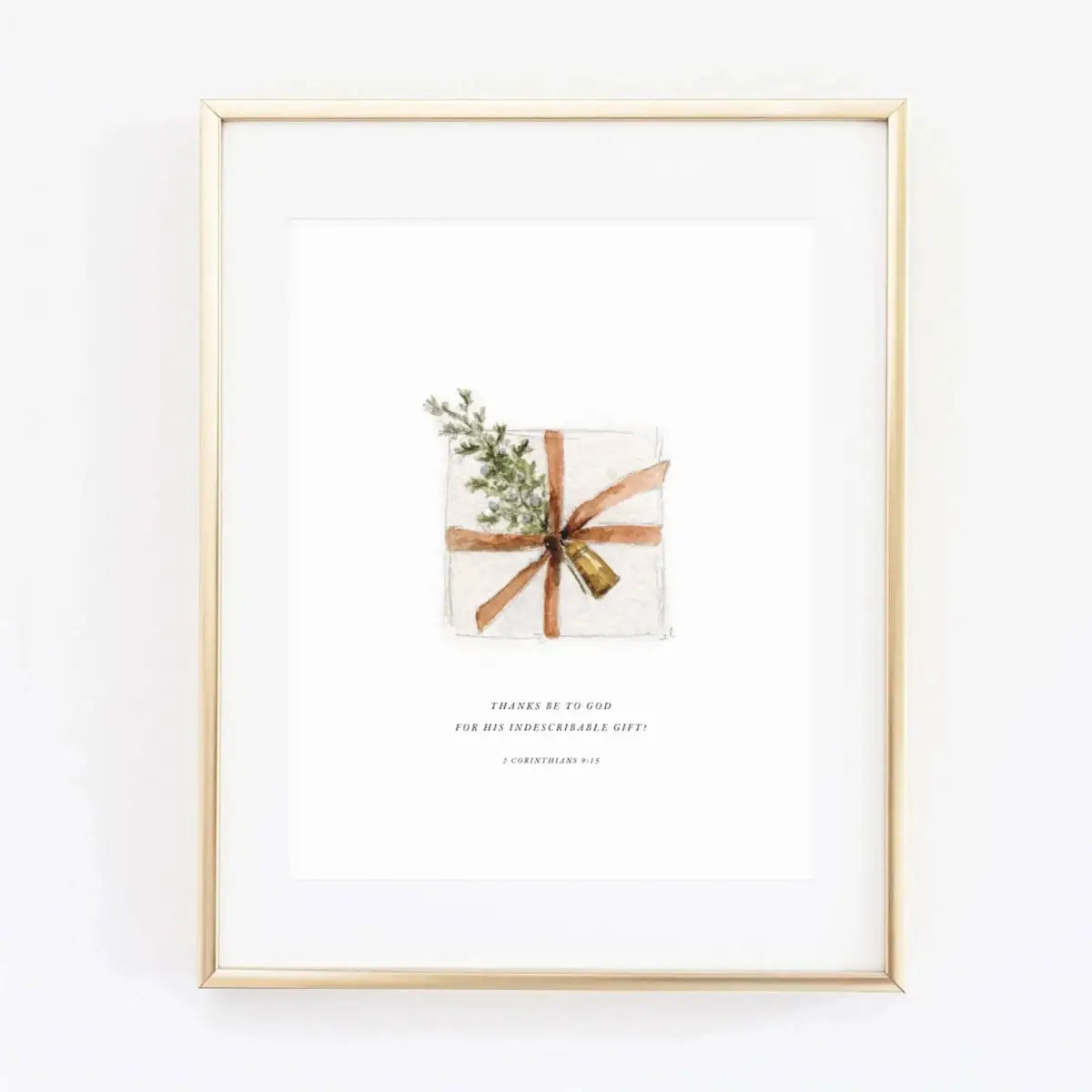 Watercolor Print - Christmas Gift with Scripture - 2 Corinthians 9:15 - emily lex studio