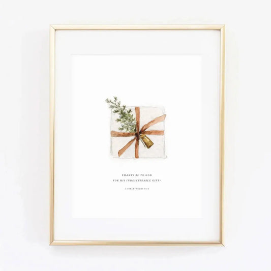 Watercolor Print - Christmas Gift with Scripture - 2 Corinthians 9:15 - emily lex studio