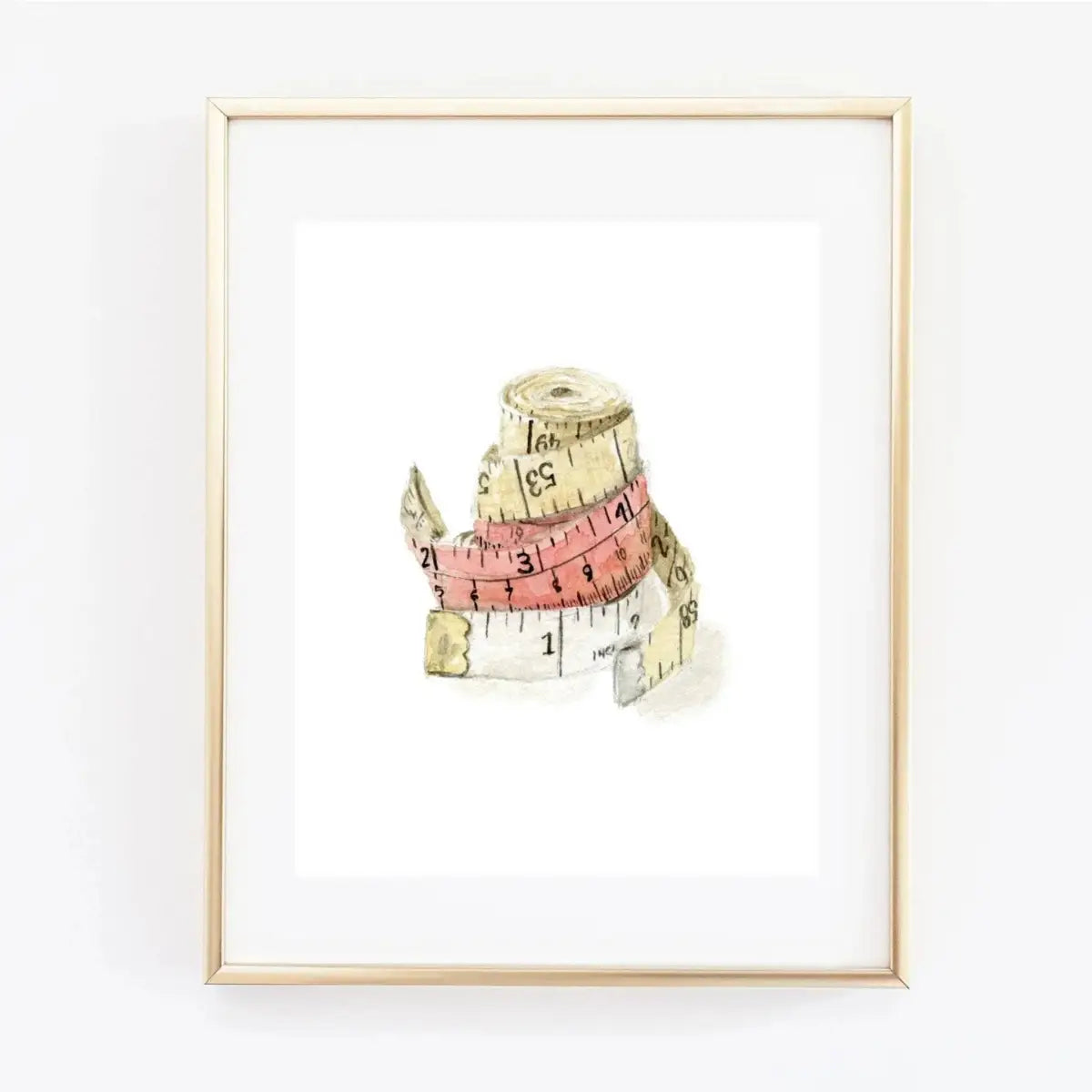 Watercolor Print - Measuring Tape for Sewing Room - emily lex studio