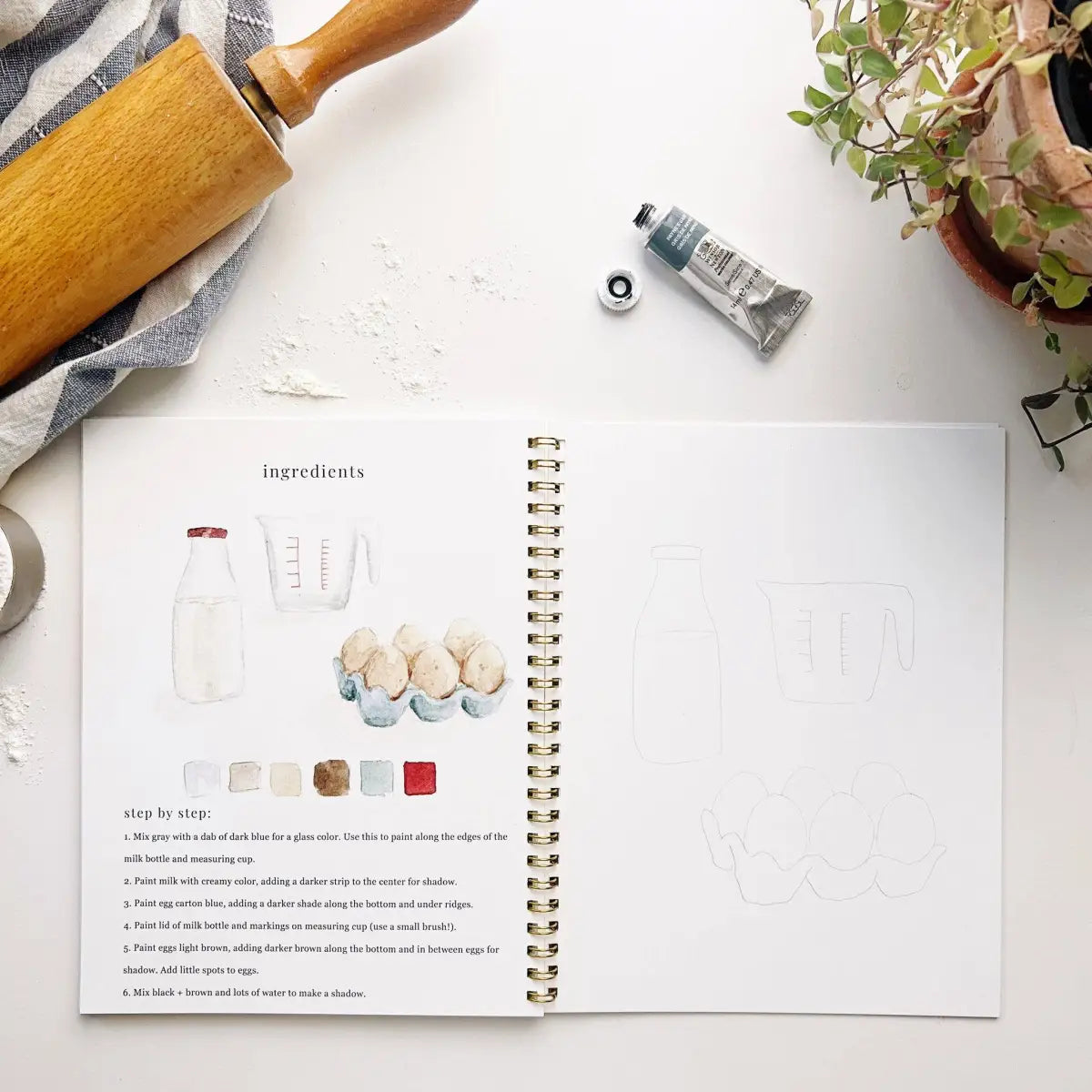 Watercolor Workbook - Baking - Emily Lex - emily lex studio