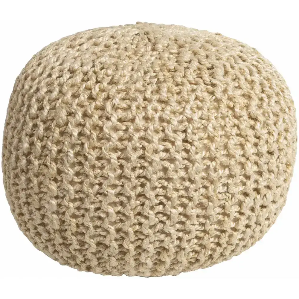 Watseka Jute Knitted Pouf - 20’’ x 20’’ x 14’’ Round - Boutique Rugs