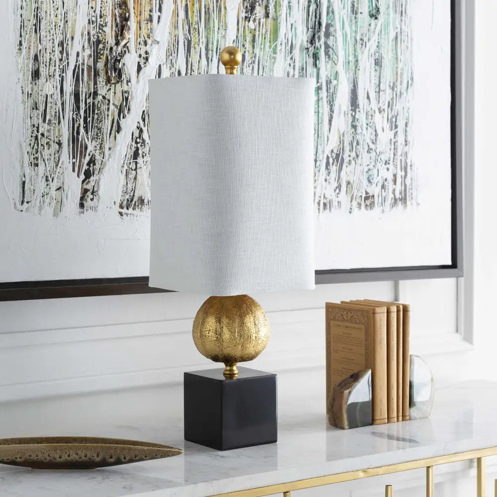 Watsonville Gold & Blac Resin Table Lamp - 22.75’’H x 7.5’’W x 7.5’’D - Boutique Rugs