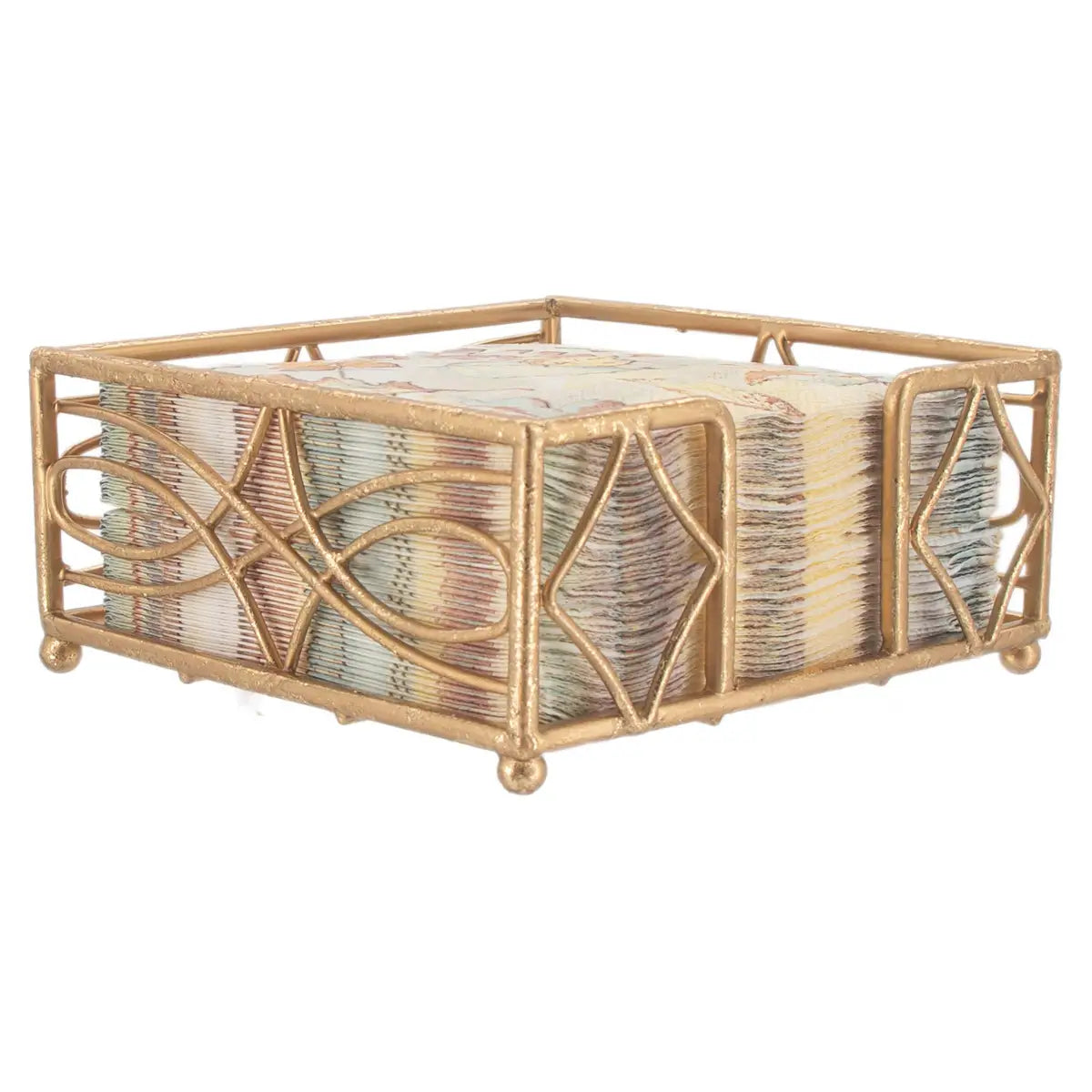 Cocktail Napkin Caddy - Wave in Gold Leaf - Boston International