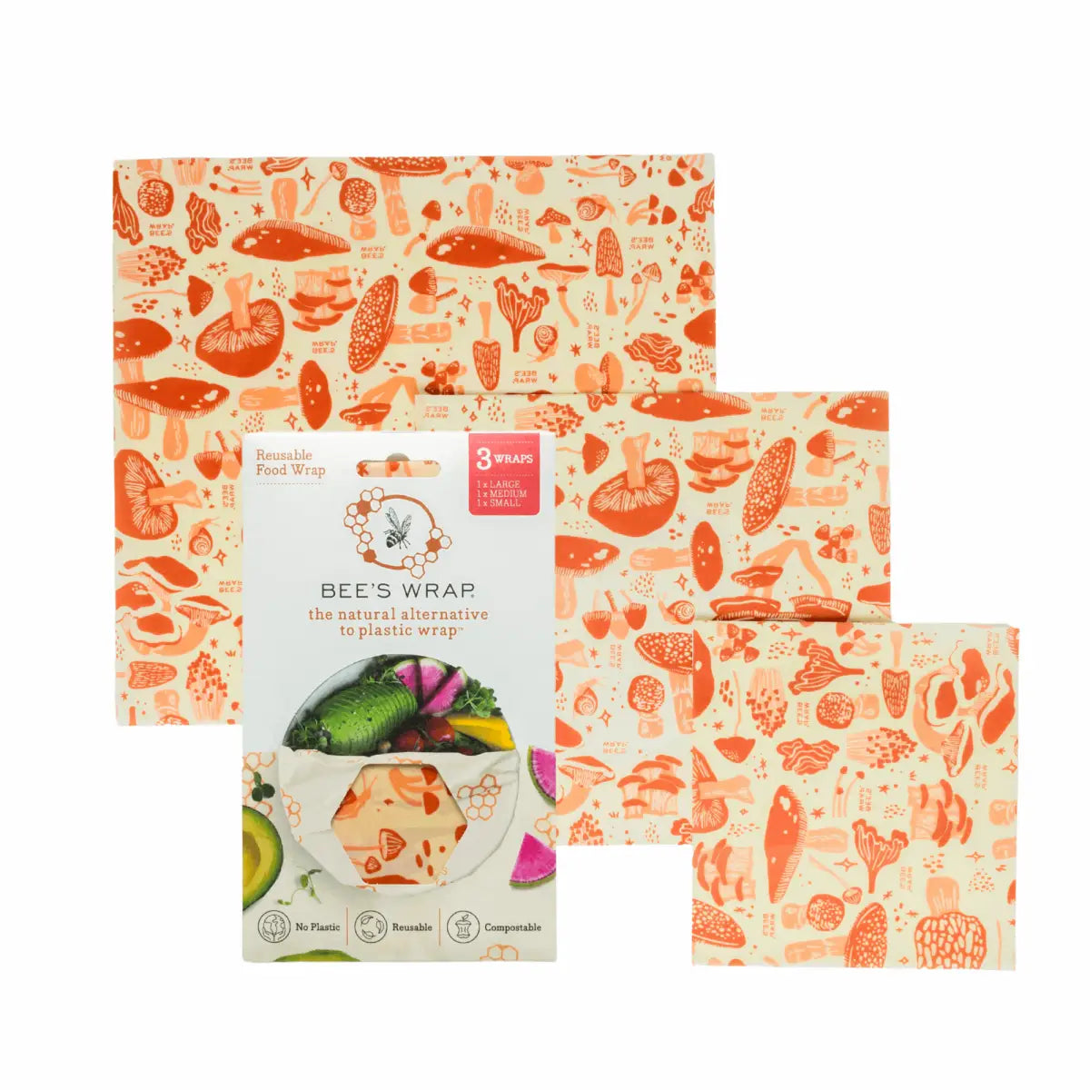 Beeswax Food Wraps - Mushroom - 3 Pack - Bee’s Wrap