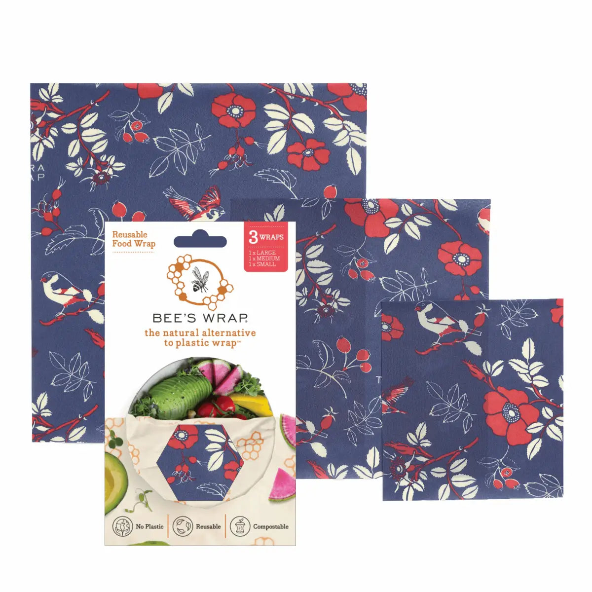 Beeswax Food Wraps - Botanical - 3 Pack - Bee’s Wrap