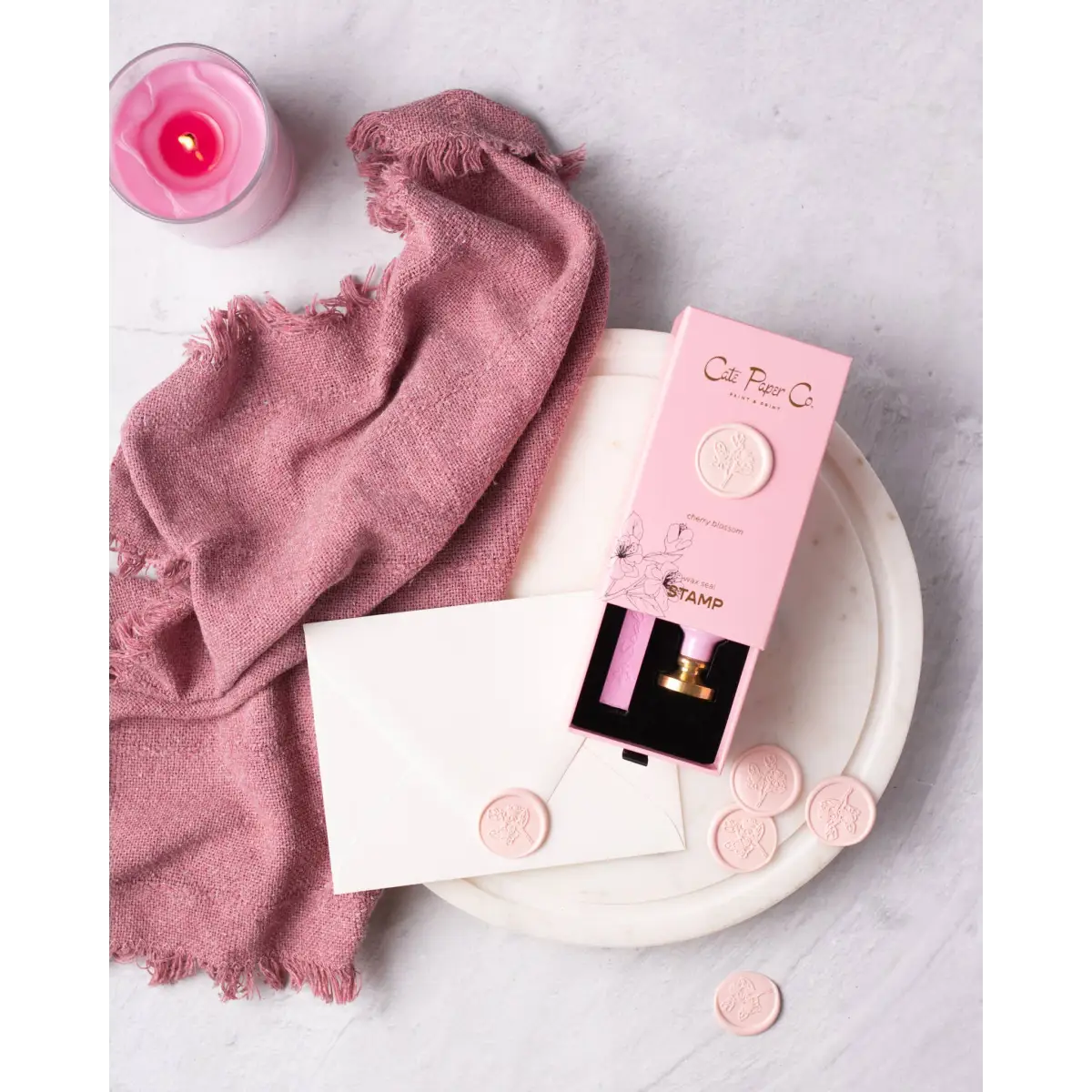 Wax Seal Set with Stick and Stamp - Cherry Blossom - Cate Paper Co.