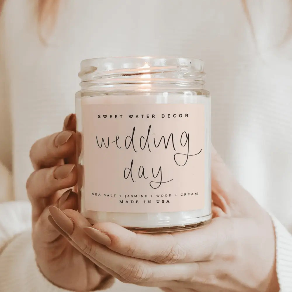 Wedding Soy Candle - Clear Jar - 9 oz - Sweet Water Decor