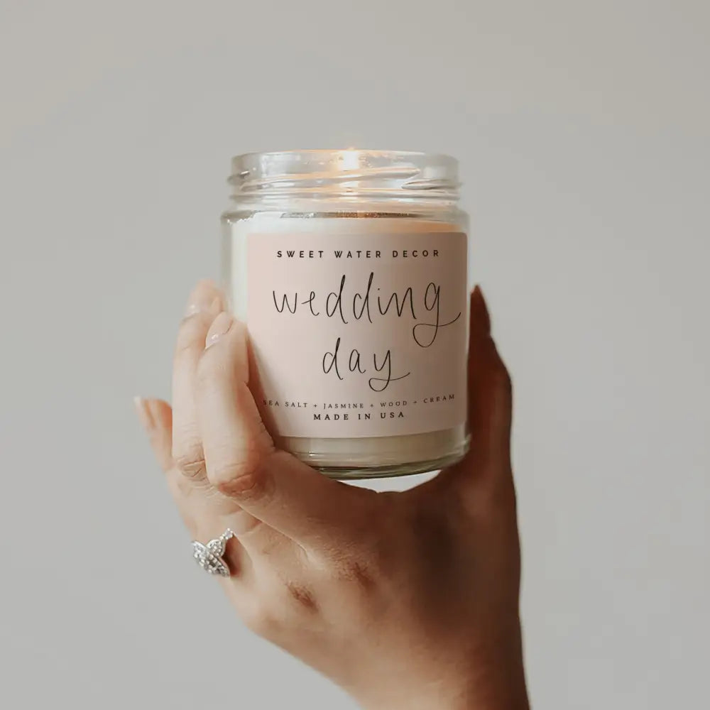 Wedding Soy Candle - Clear Jar - 9 oz - Sweet Water Decor