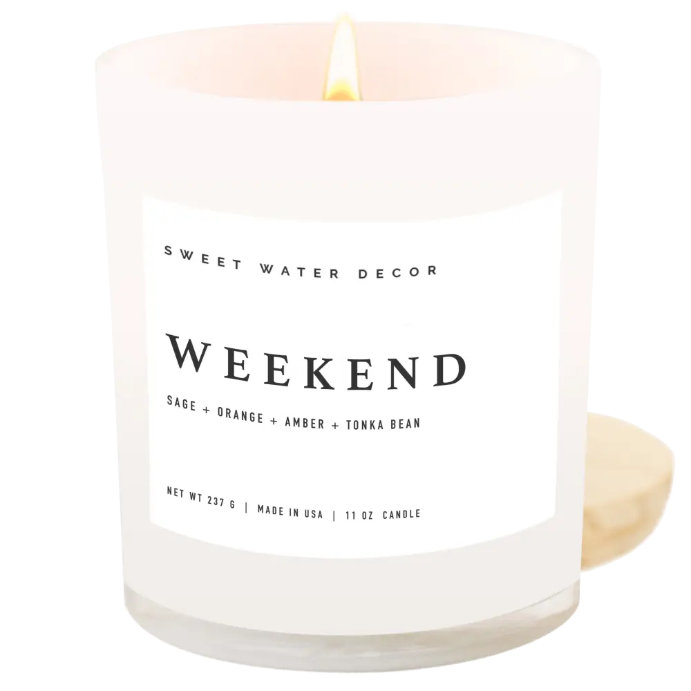 Weekend Soy Candle - White Jar - 11 oz - Sweet Water Decor