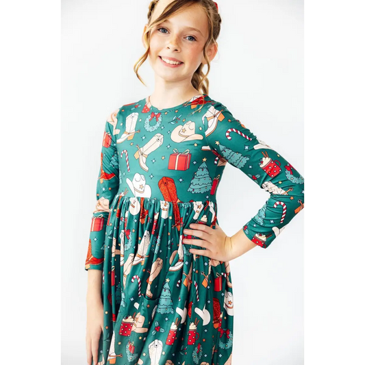 Western Wonderland L/S Pocket Twirl Dress - Mila & Rose ®