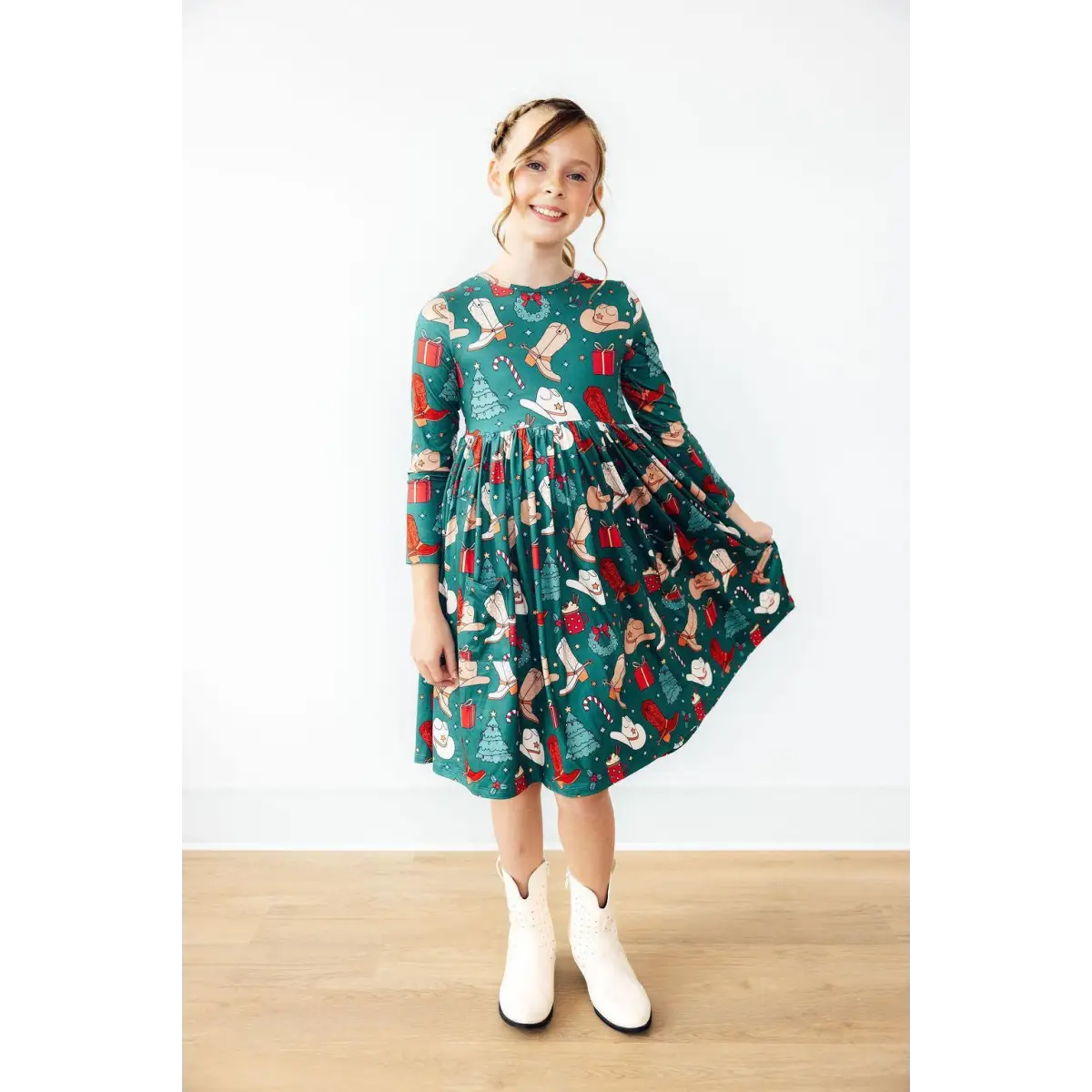 Western Wonderland L/S Pocket Twirl Dress - Mila & Rose ®