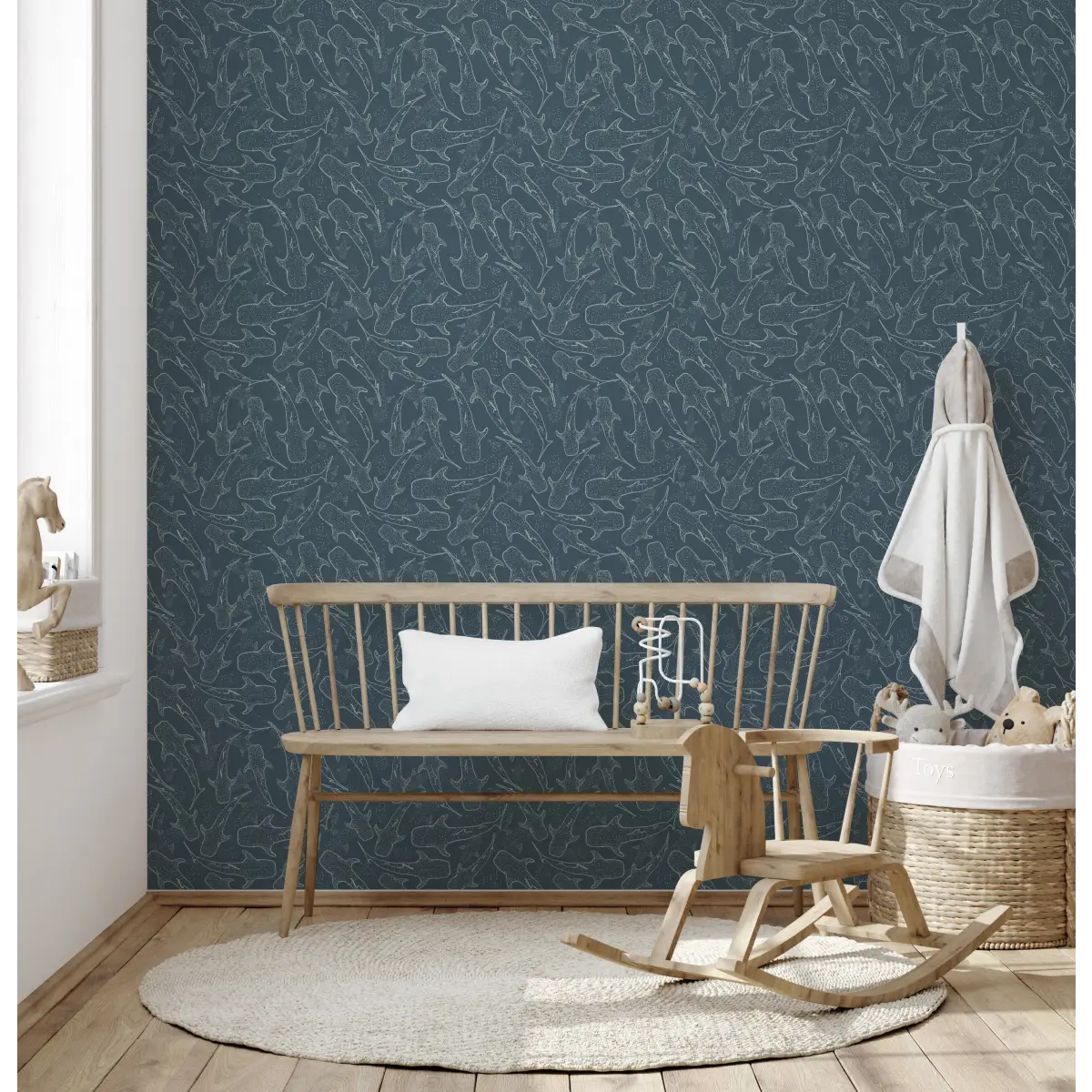 Wharton Wallpaper - Subtle Sharks - by Studio Stephie - Loomwell Home Goods