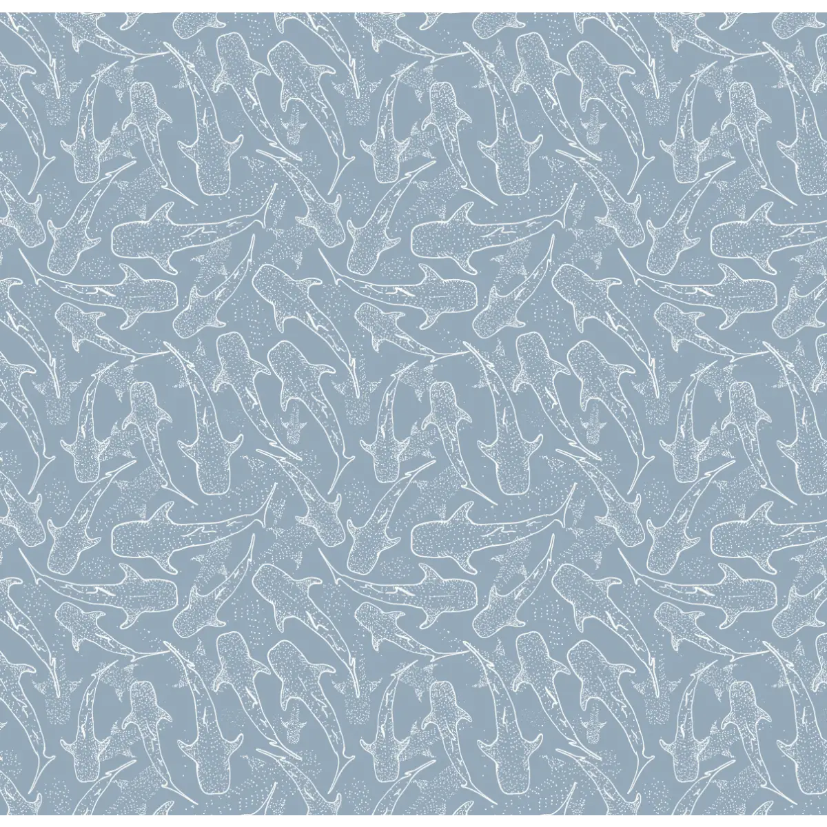 Wharton Wallpaper - Subtle Sharks - by Studio Stephie - Sample 1 foot by 1 foot / Blue - Loomwell Home Goods