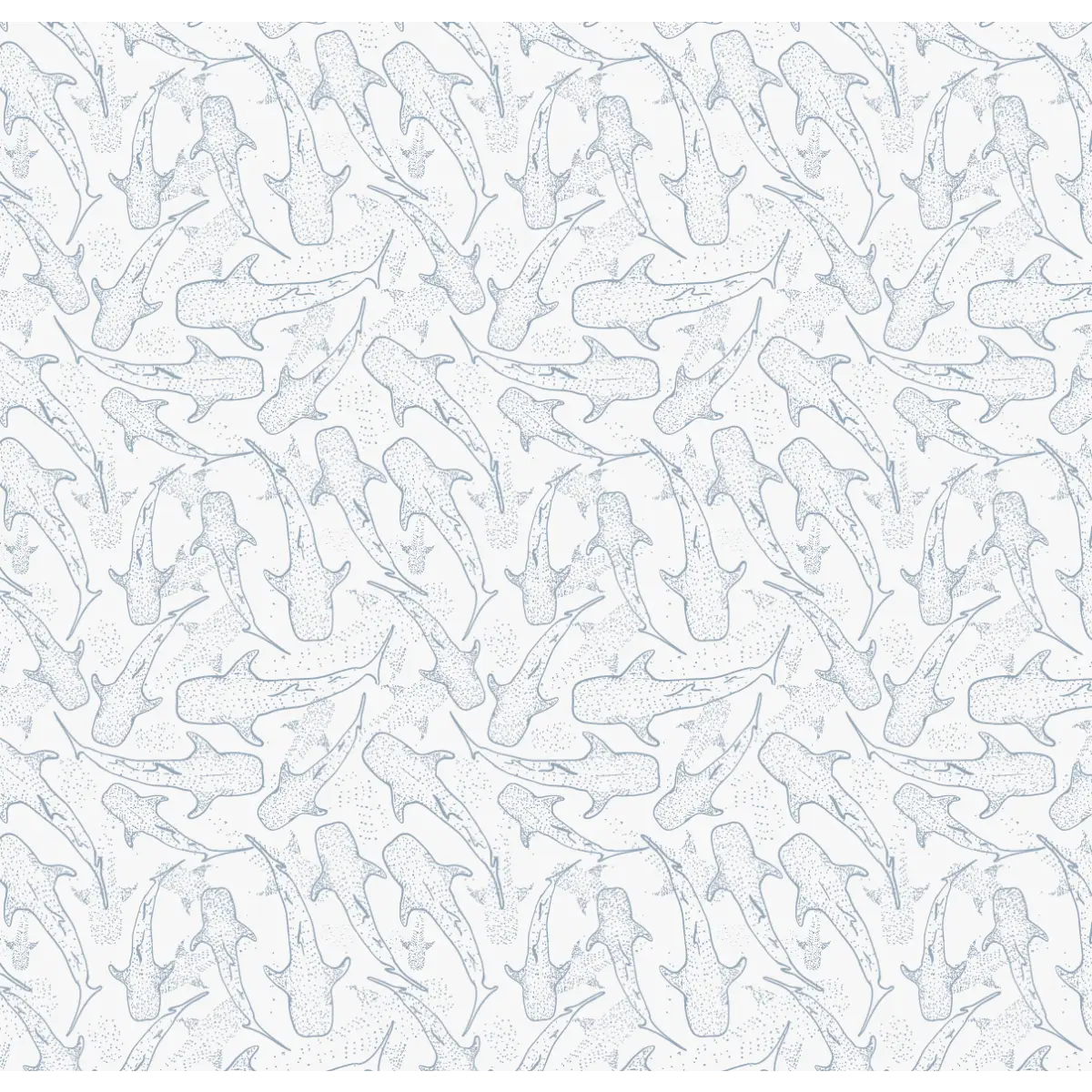 Wharton Wallpaper - Subtle Sharks - by Studio Stephie - Sample 1 foot by 1 foot / Blue on Cream - Loomwell Home Goods