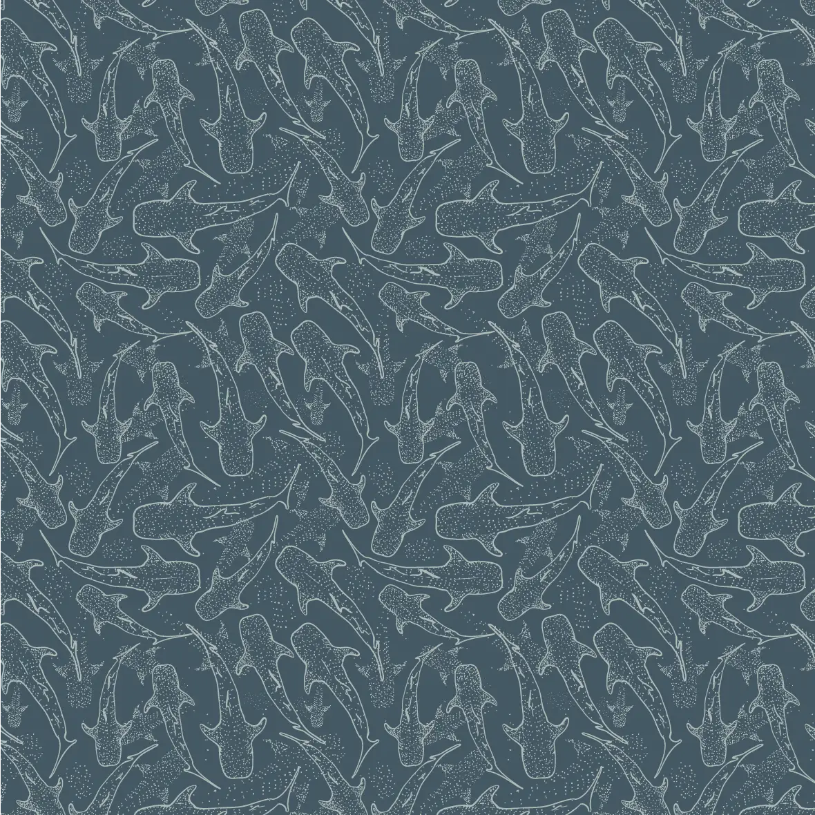 Wharton Wallpaper - Subtle Sharks - by Studio Stephie - Sample 1 foot by 1 foot / Navy - Loomwell Home Goods
