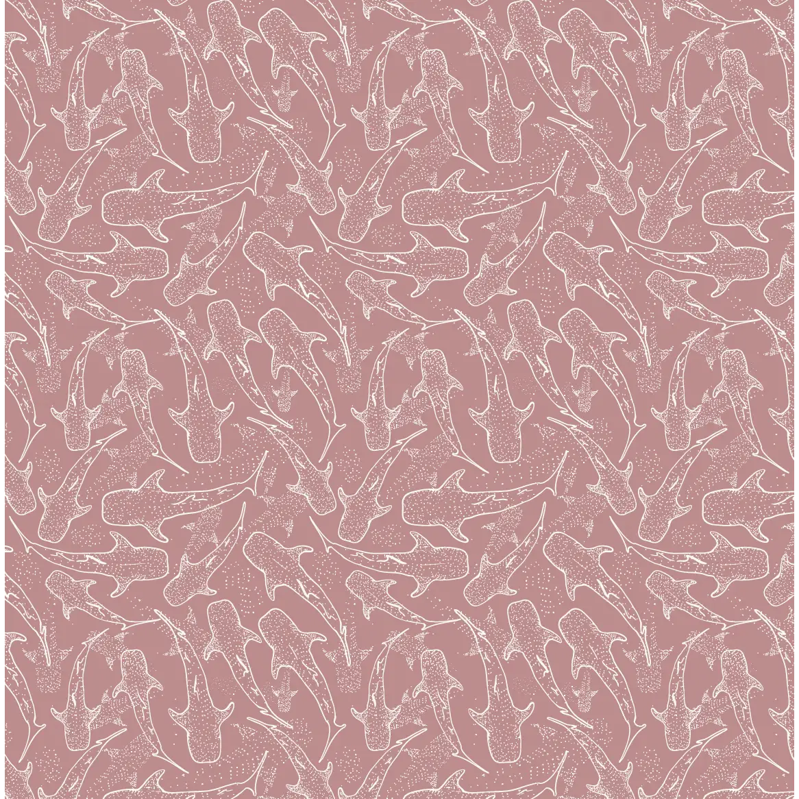 Wharton Wallpaper - Subtle Sharks - by Studio Stephie - Sample 1 foot by 1 foot / Rose - Loomwell Home Goods