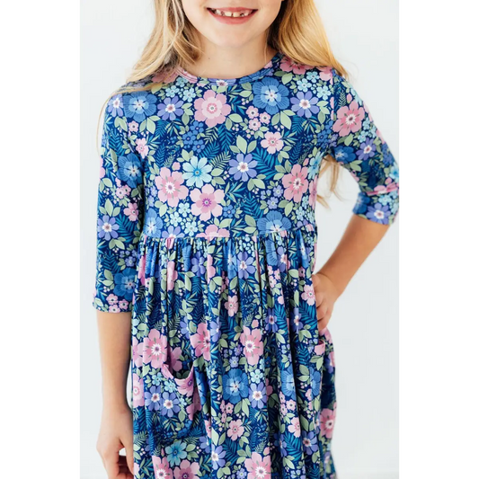 Pocket Twirl Dress - Whimsy - Navy Floral - 6-12M - Mila & Rose ®