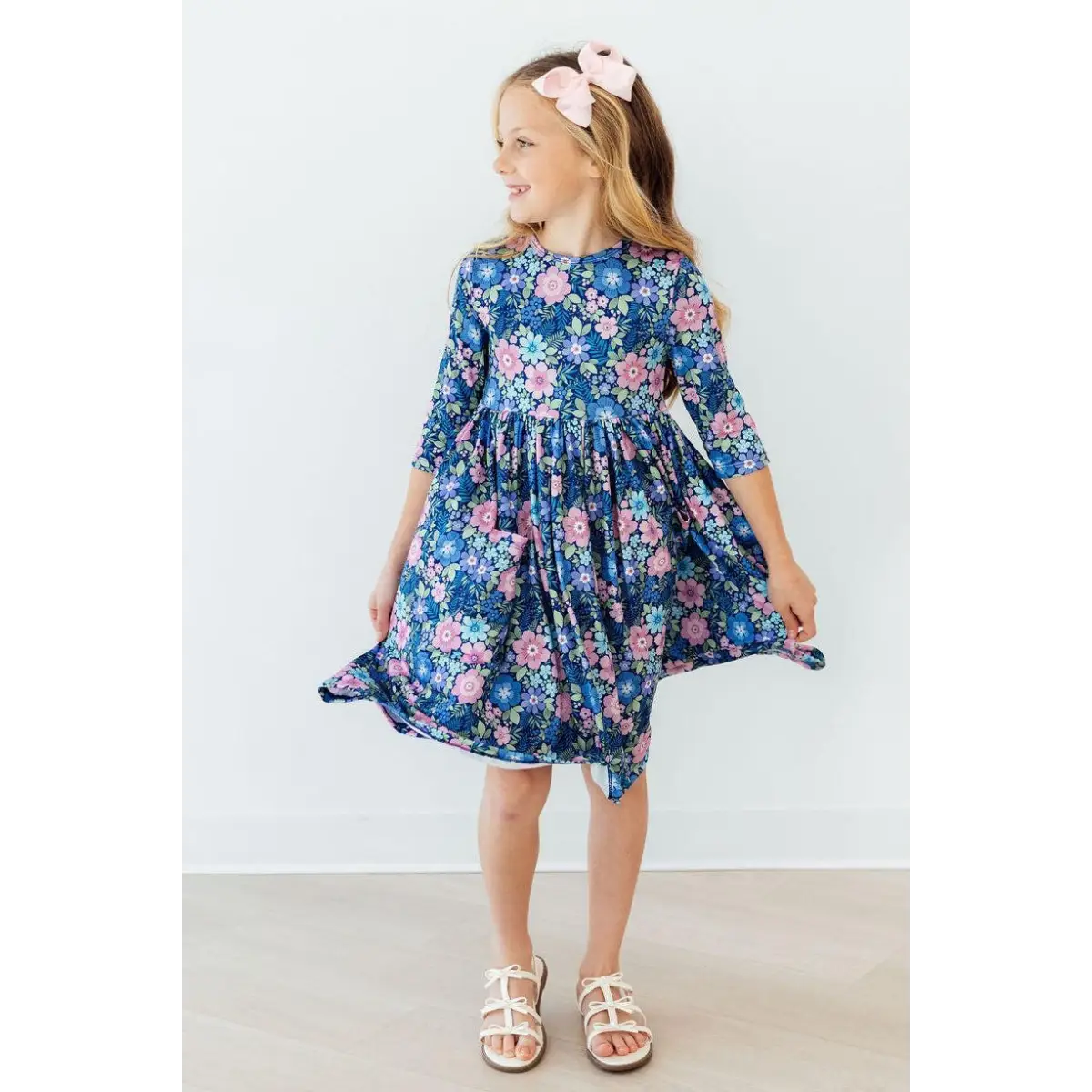 Pocket Twirl Dress - Whimsy - Navy Floral - Mila & Rose ®