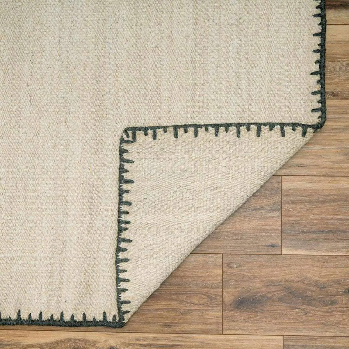 Off White Flat Woven Wool Area Rug - Boutique Rugs