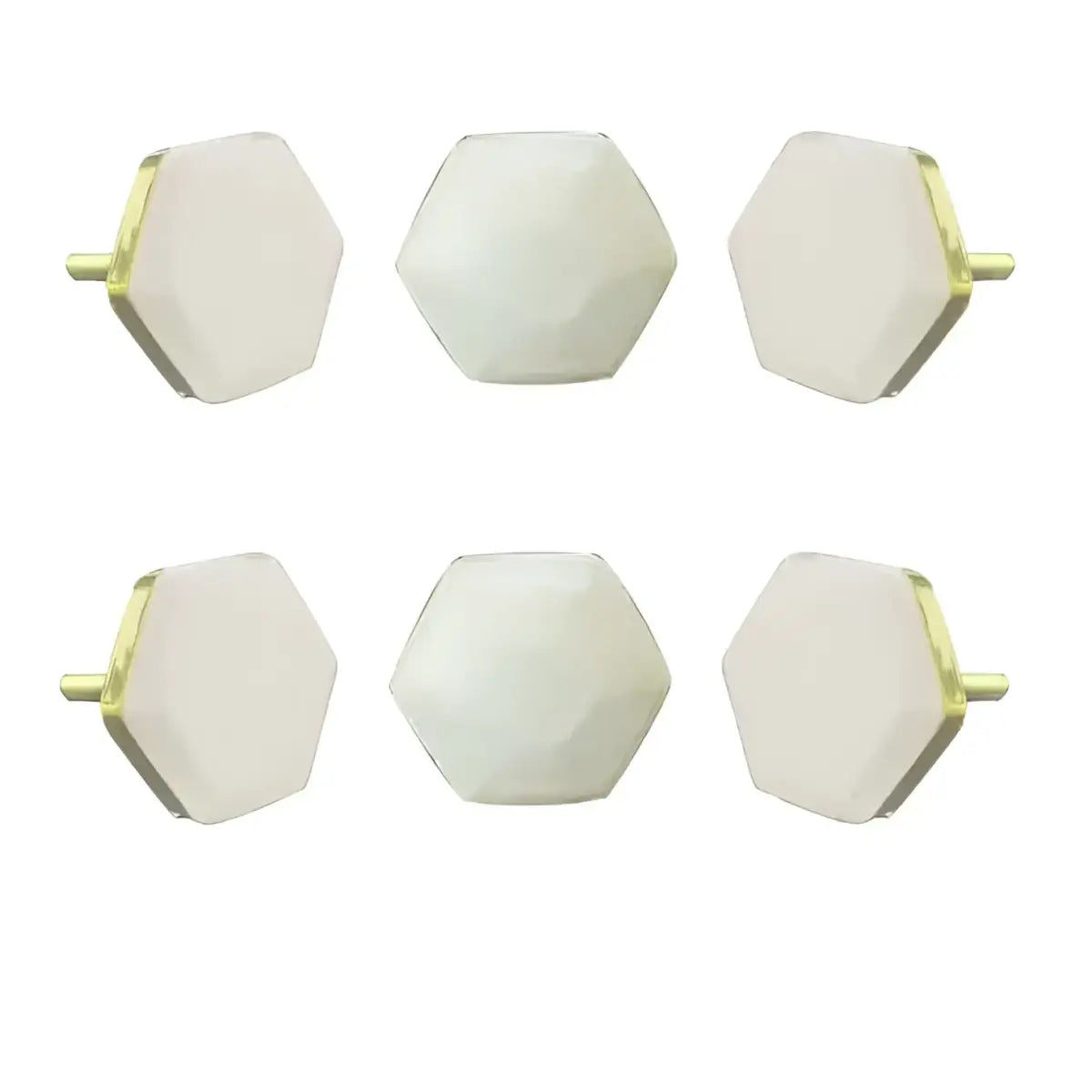 White Hexagon Marble Knob (each) - Perilla Home