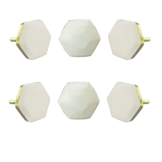 White Hexagon Marble Knob (each) - Perilla Home