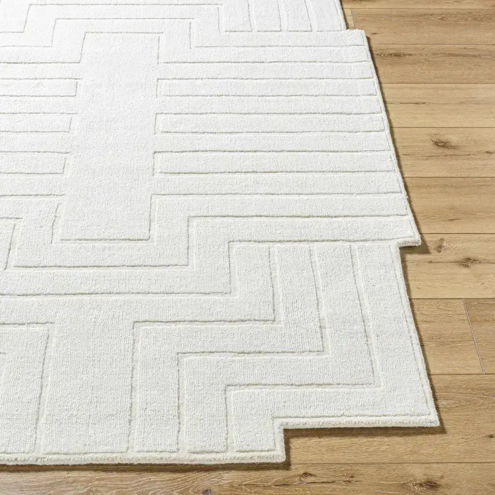 White Modern Geometric Wool Area Rug - Boutique Rugs