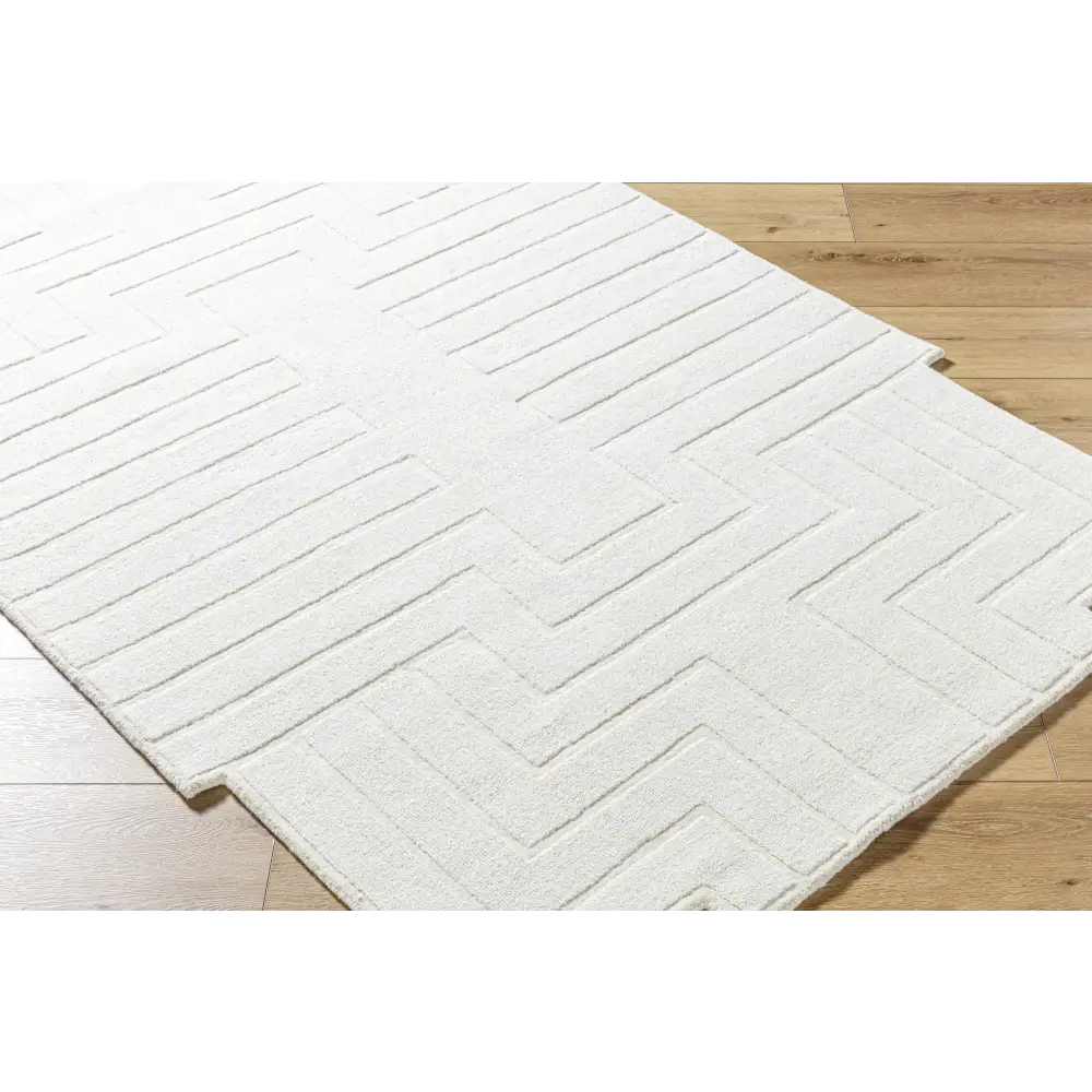 White Modern Geometric Wool Area Rug - Boutique Rugs