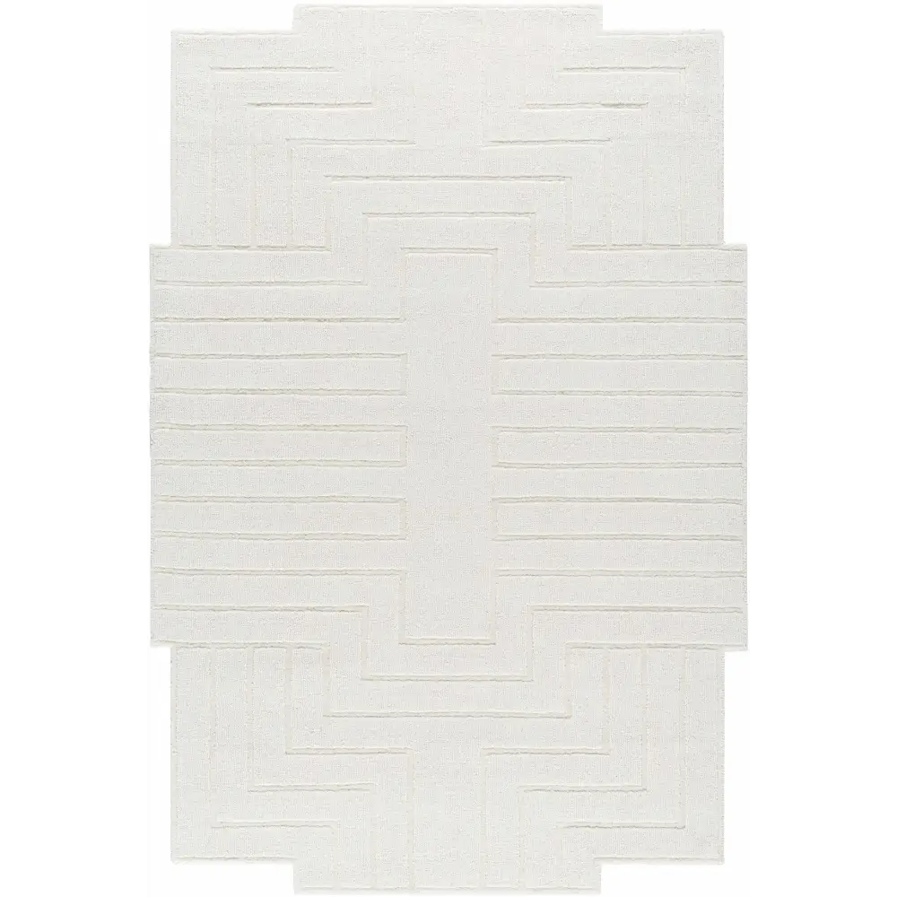 White Modern Geometric Wool Area Rug - Boutique Rugs