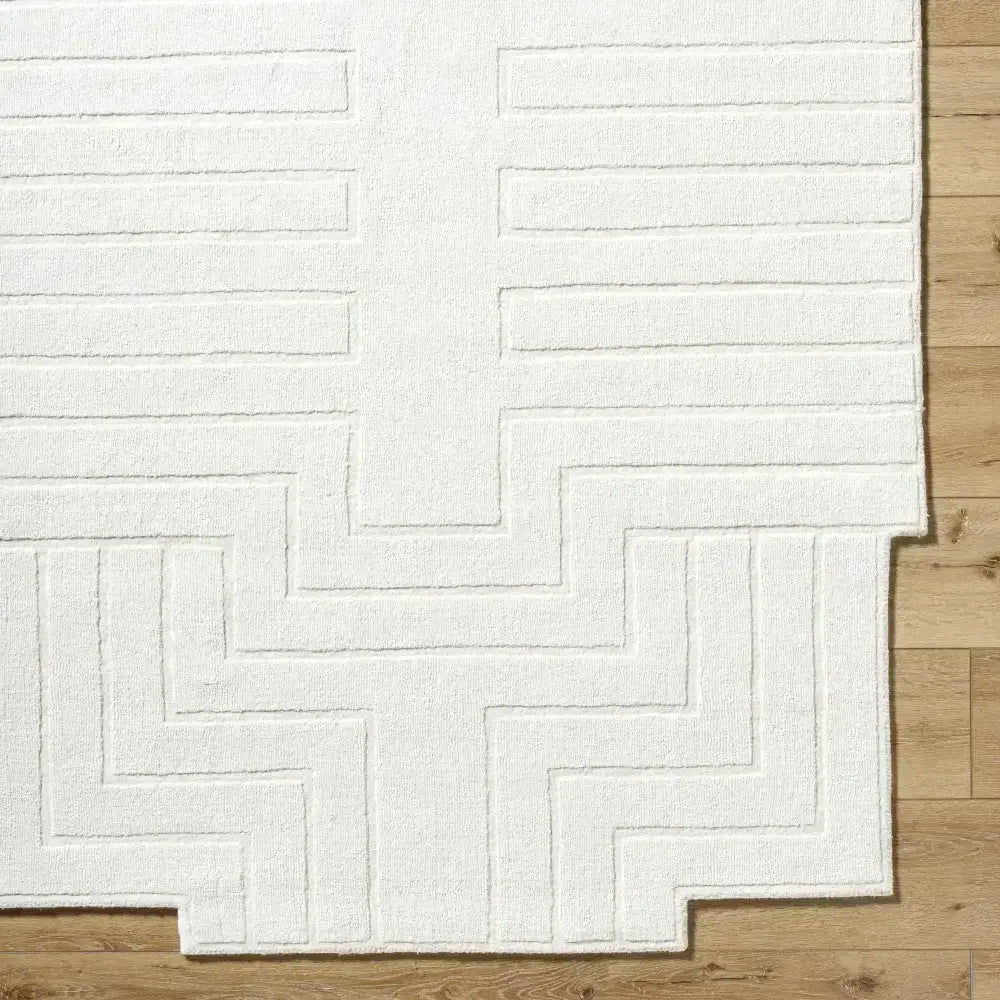 White Modern Geometric Wool Area Rug - Boutique Rugs