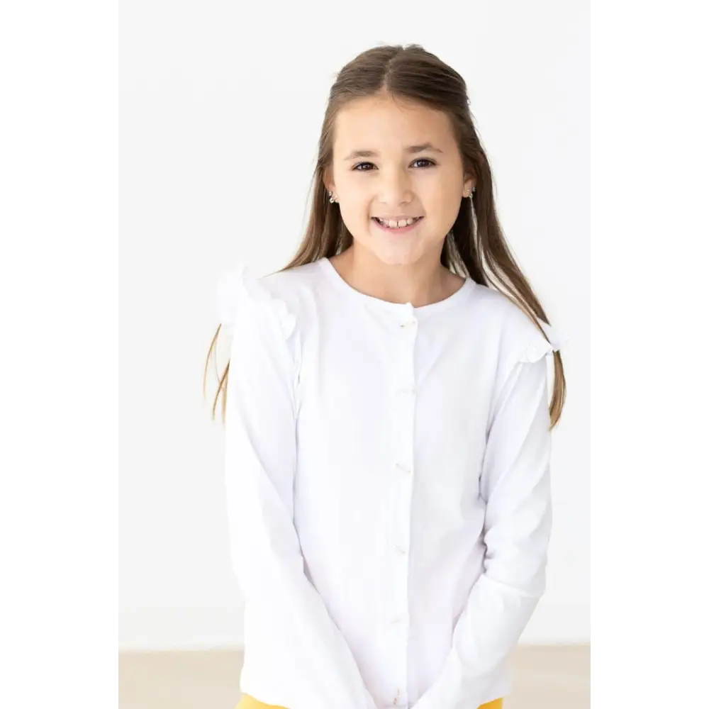 White Ruffle Cardigan - Mila & Rose ®
