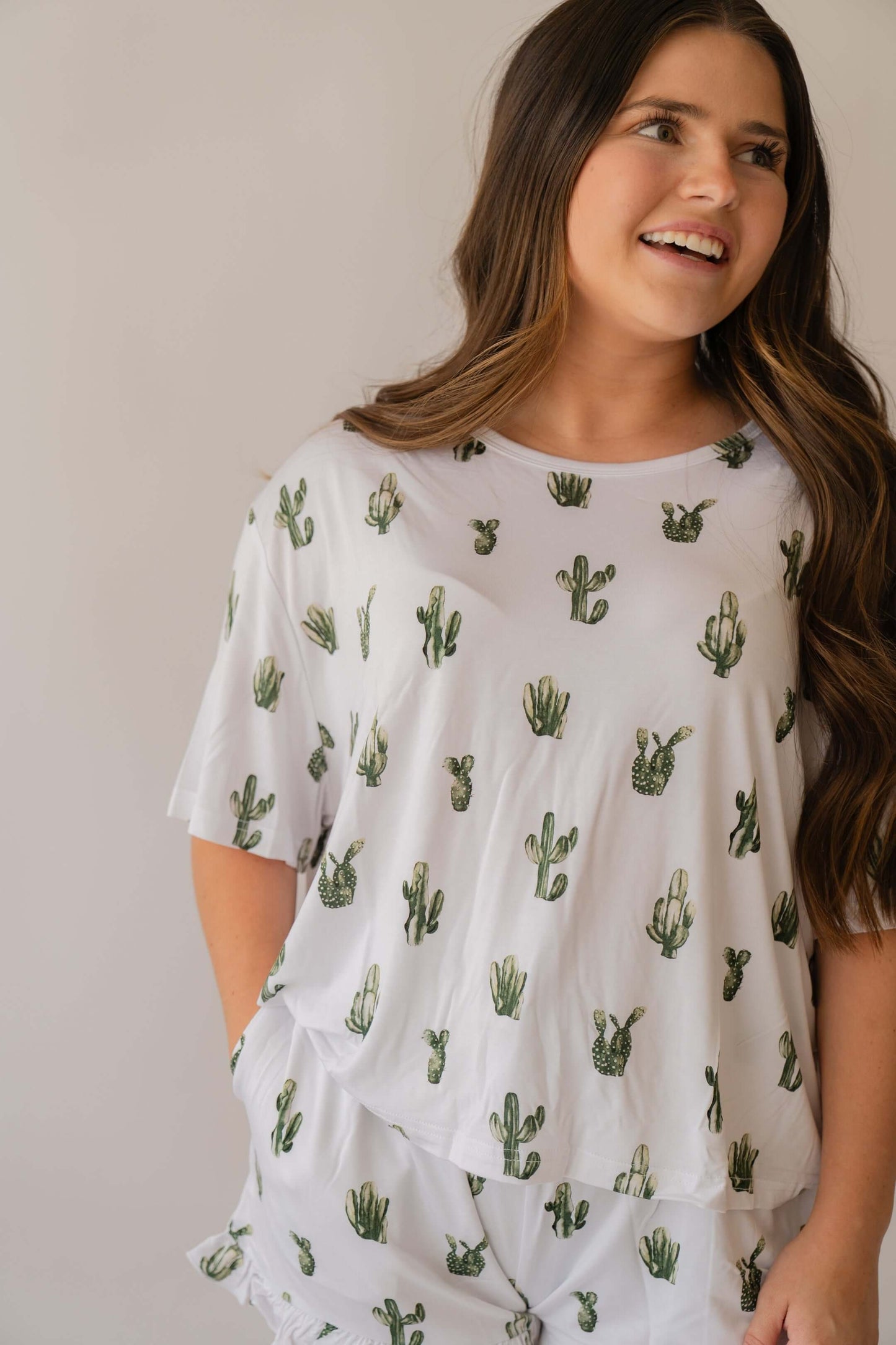 Women’s Bamboo Pajama Shorts Set - Cactus - Annie Bean
