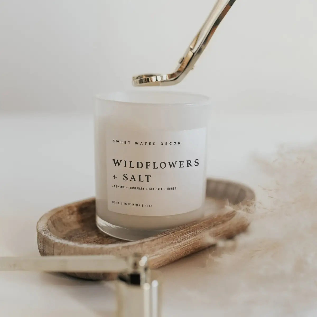 Wildflowers and Salt Soy Candle - White Jar - 11 oz - Sweet Water Decor