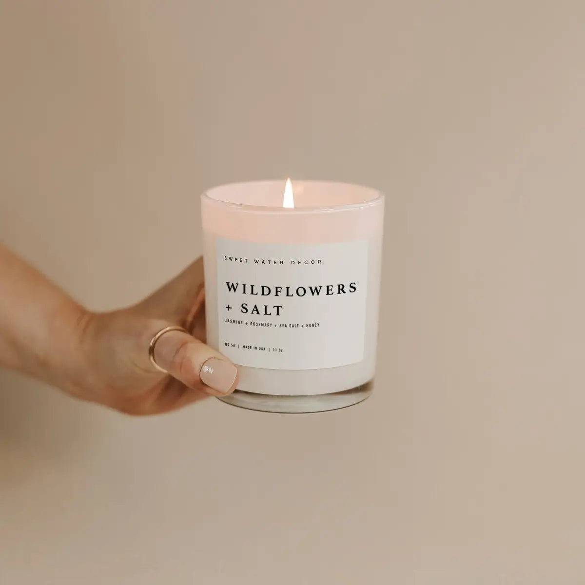 Wildflowers and Salt Soy Candle - White Jar - 11 oz - Sweet Water Decor