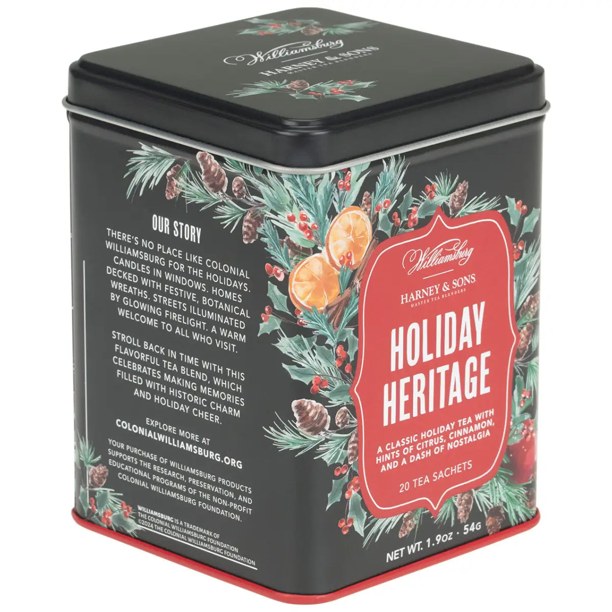 Williamsburg Holiday Heritage Tea - Sachets / Tin of 20 Sachets - Harney & Sons Fine Teas