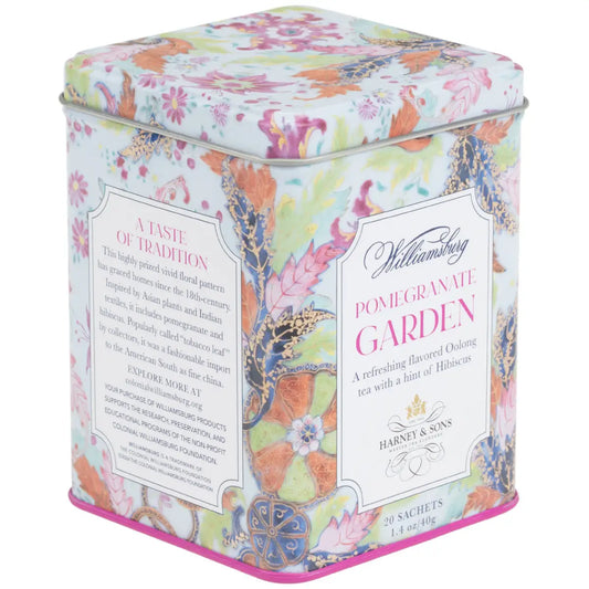 Williamsburg Pomegranate Garden Tea - Tin of 20 Sachets - Sachets / Tin of 20 Sachets - Harney & Sons Fine Teas