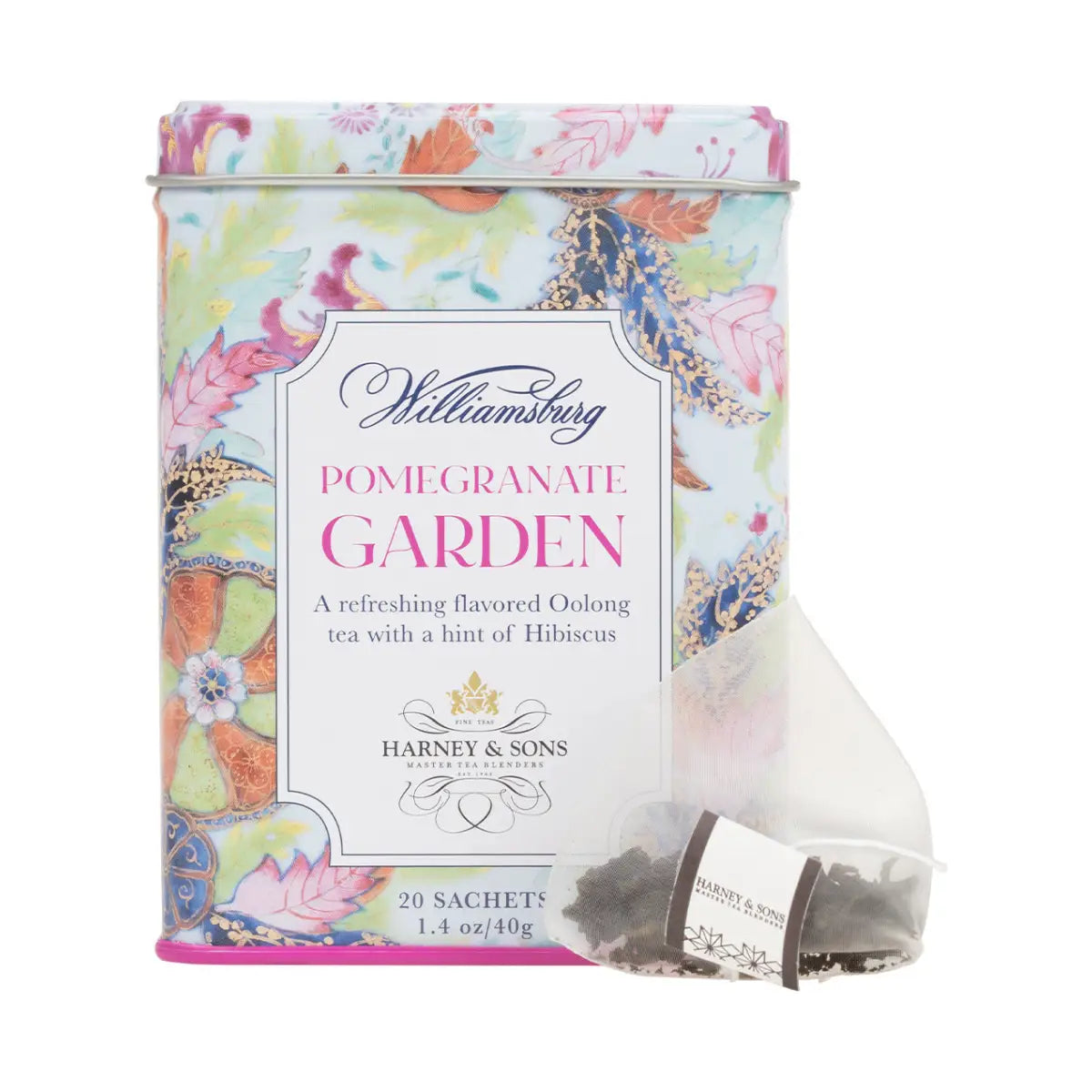 Williamsburg Pomegranate Garden Tea - Tin of 20 Sachets - Sachets / Tin of 20 Sachets - Harney & Sons Fine Teas