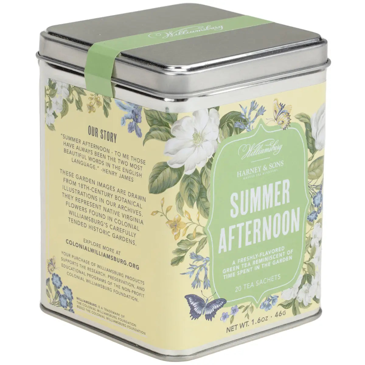 Tea Tin - Williamsburg Summer Afternoon Tea - Sachets / Tin of 20 Sachets - Harney & Sons Fine Teas